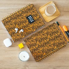 Be Online Sert Kapak Çizgili Defter 17X24 cm 200 Sayfa Not Defteri - Fire Wild Leopar Desen