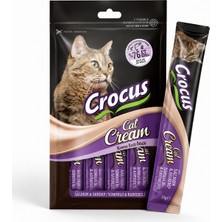 Crocus Cat Cream Somonlu ve Karidesli Krem Kedi Ödül Maması 4X15 G | Vitamin Destekli Sıvı Kedi Ödülü