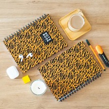 Be Online Kaplan Desen Sert Kapak Çizgili Defter 17X24 cm 200 Sayfa Not Defteri - Leopard Golden Claw
