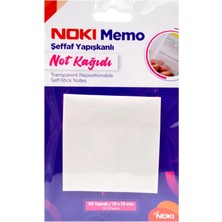 Noki Yapışkan Notluk (75*75 Mm) Memo Şeffaf 50 Yaprak (Postıt)