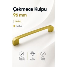 Nzb Mat Gold Metal (96 mm - 9.6 Cm) Mobilya Mutfak Çekmece Dolap Dolabı Kapak Kulbu Kulpu Kulpları