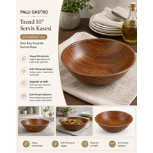 PALU GASTRO Palu Trend 10'' Servis Kasesi 25,5x25,5x7 cm | Orta Boy Yuvarlak Sunum Kase Ahşap Görünümlü