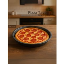 Jet's Home Pizza Tavası Alüminyum Pizza Tepsisi Yapışmaz Lahmacun Pide Tavası 24 cm
