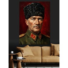 Tablomega Kalpaklı Atatürk Asker Portresi Dekoratif Kanvas - Mdf Ahşap Tablo