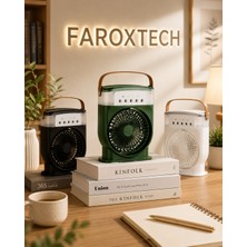 Faroxtech Taşınabilir Şarjlı Mini Fan – LED Işıklı Masaüstü ve Kamp Vantilatörü