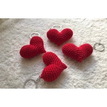 Sevimli İlmekler Amigurumi Örgü El Yapımı Kalp Anahtarlık