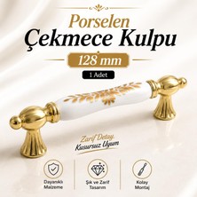Nzb Gerçek Porselen Altın Gold 128 mm Mobilya Mutfak Kulp Çekmece Dolap Kulplar Kulpu Kulbu