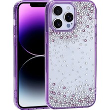 Cepustik Telefon Aksesuarları iPhone 14 Pro Max Kılıf Airbag Tasarımlı Damla Taşlı Şeffaf Pera Silikon Kılıf