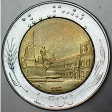 Banknoting Italya 500 Liret 1987 Bimetal.