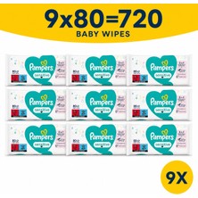 Prima Pampers Sensitive, Alkolsüz ve Parfümsüz Hassas Bebek Islak Mendil-Havlu 9X80, 720 Yaprak
