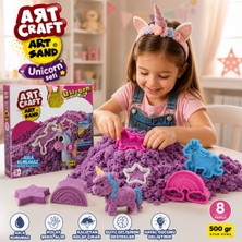 BURADABULDUN Art Craft Unicorn Oyun Kumu Seti 500 gr 8 Parça Kalıplı Sıkılabilir Kinetik Kum