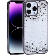 Cepustik Telefon Aksesuarları iPhone 14 Pro Max Kılıf Airbag Tasarımlı Damla Taşlı Şeffaf Pera Silikon Kılıf