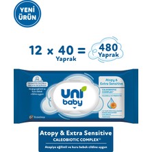 Uni Baby Atopy & Extra Sensitive Atopik Ciltlere Özel Islak Mendil 12X40 480 Yaprak