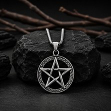 Voyage Accessory Paslanmaz Çelik Gotik Tarz Wicca Pagan Sembol Pentagram Kolye