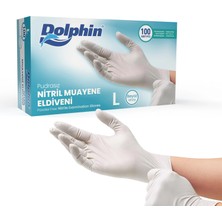 Dolphin Pudrasız Nitril Eldiven Beyaz L Beden 100 Adet