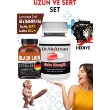 Fırfır Moda Black Lion + Dr.maxman Sertleştiricili Geciktiricili Büyütücülü Etkili Erkek Performans Arttırıcılı Set