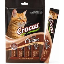 Crocus Cat Cream Yengeçli Krem Kedi Ödül Maması 4X15 G | Vitamin Destekli Stick Sıvı Kedi Ödülü | Tamamlayıcı Kedi Maması