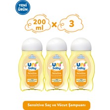 Uni Baby Sensitive Saç ve Vücut Şampuanı 200 ml 3'lü