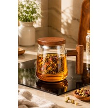 Perotti 17564 Herby Borosilikat Cam Süzgeçli Kupa Bitki Çayı Demliği 500 ml