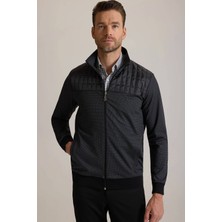 Ysf Erkek Siyah Fermuarlı Desenli Sweatshirt