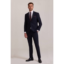 Ysf Erkek Koyu Lacivert Slim Fit %100 Yün Takım Elbise