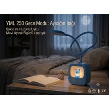YCL Yml 250 Mavi Ayıcıklı LED Masa & Gece Lambası - 3 Renk Modlu, Esnek Akrobat Gövdeli & Şarjlı