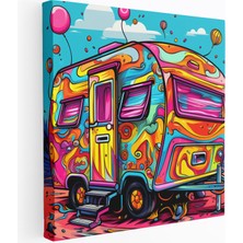 Popcas Cesur Macera Karavanı Karavan Motifli Pop Sanat Esintisi ile Çağdaş Kanvas Tablo