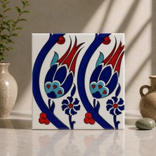 Armada Çini 20x20 Cm SP 77 Kütahya Çinisi İznik Lale Desen Çini Karo