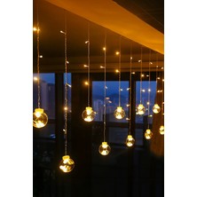 Mobee Dekoratif LED Işıklı Top Perde LED Animasyonlu Küre Toplu Ampul Perde LED Fişli 3 mt
