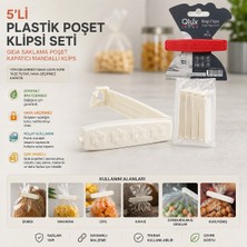 Mersi Shop 5'li Plastik Poşet Klipsi Seti Gıda Saklama Poşet Kapatıcı Mandallı Hava Geçirmez Klips