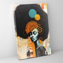 Popcas Abstrakt Karı Medya Kolaj Temalı Afro Çağdaş Tasarım Duvar Tablosu