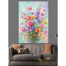 Karizma Tablo Pastel Kır Çiçekleri Buketi Dekoratif Kanvas - Mdf Ahşap Tablo