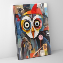 Popcas Desenli Hayvan Insan Gibi Giyinmiş Hayvanlar Abstrakt Geometrik Desenli Şekillerde Kanvas Duvar Tablosu