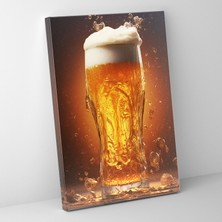 Popcas Bira Desenli Taşan Bira Bardağı Baskılı Duvar Tablosu