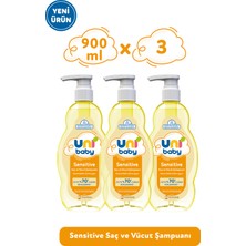 Uni Baby Sensitive Saç ve Vücut Şampuanı 900 ml 3'lü