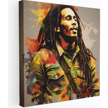 Popcas Reggae Müzisyeni Kalıcı Miras Renk Tonlu Abstrakt Desenler Duvar Tablosu