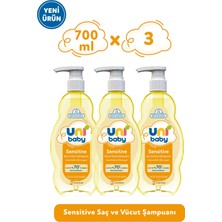 Uni Baby Sensitive Saç ve Vücut Şampuanı 700 ml 3'lü