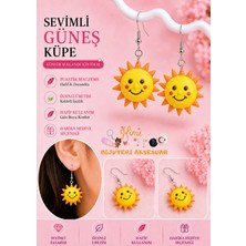 himi bijuteri aksesuar Neşeli Sevimli Güneş Figürlü Plastik Sallantılı Küpe Hafif Tasarım Günlük Kullanım Bijuteri Çocuk Küpesi