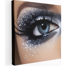Popcas Gümüş Parlak Gece Gökyüzü Desenli Parıldayan Gece Manzarası Dekoratif Kanvas Tablo