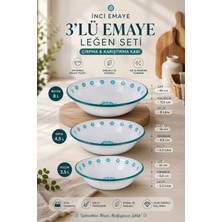İnci Emaye 32 Cm-36 Cm-40 cm 3 Lü Emaye Leğen Çırpma ve Karıştırma Kabı, Hamur Leğeni,meyvelik, Çeyiz, Hediye,