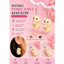 himi bijuteri aksesuar Neşeli Sevimli Pembe Toplu Kedi Hayvan Figürlü Plastik Sallantılı Küpe Hafif Tasarım Günlük Kullanım Bijuteri Çocuk Küpesi