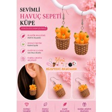 himi bijuteri aksesuar Neşeli Sevimli Havuç Sepeti Figürlü Plastik Sallantılı Küpe Hafif Tasarım Günlük Kullanım Bijuteri Çocuk Küpesi