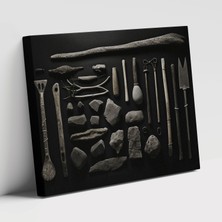 Popcas Orta Taş Devri Minimalist Fotoğrafçılık ile Modern Sanat ve Araçlar Duvar Tablosu