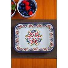 İnci Emaye 22 No Emaye Dörtgen Tabak Meze Kahvaltılık Kamp Piknik