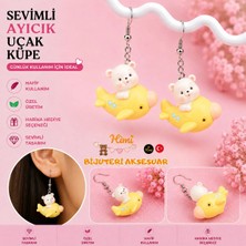 himi bijuteri aksesuar Sevimli Balinadaki Ayıcık Hayvan Figürlü Plastik Sallantılı Küpe Hafif Tasarım Günlük Kullanım Bijuteri Çocuk Küpesi