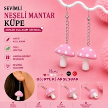 himi bijuteri aksesuar Neşeli Sevimli Pembe Mantar Figürlü Plastik Sallantılı Küpe Hafif Tasarım Günlük Kullanım Bijuteri Çocuk Küpesi