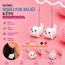himi bijuteri aksesuar Neşeli Fok Balığı Hayvan Figürlü Plastik Sallantılı Küpe Hafif Tasarım Günlük Kullanım Bijuteri Çocuk Küpesi