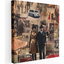 Popcas Zamanın Sırları Ortaya Çıkıyor Karı Medya Çete Kolajı Gazete Kesiği ve Retro Dekoratif Kanvas Tablo