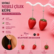himi bijuteri aksesuar Neşeli Sevimli Meyve Figürlü Çilek Plastik Sallantılı Küpe Hafif Tasarım Günlük Kullanım Bijuteri Çocuk Küpesi
