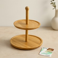 KSB Store Yuvarlak 2 Katlı Ahşap Bambu Servis Sunumluğu 20/25 cm